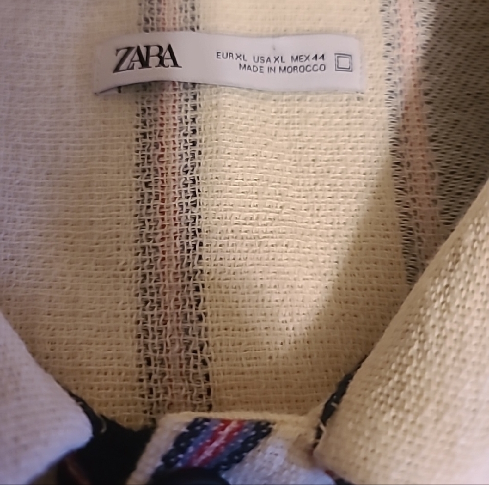 Zara Cream Jacket with Navy and Pink Stripes - Picture 3 of 8